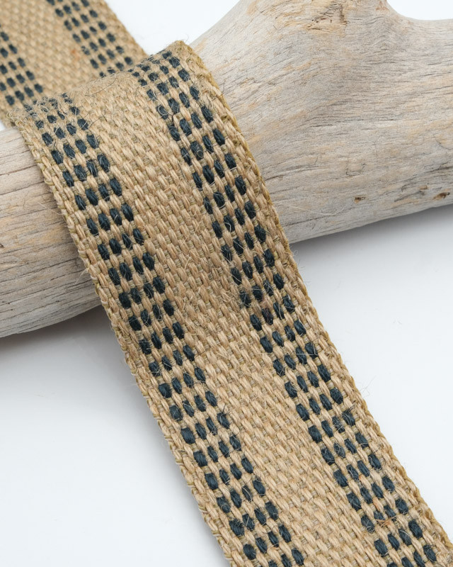 Sangle Jute 40MM Beige Carreaux Bleus - Maison Klem